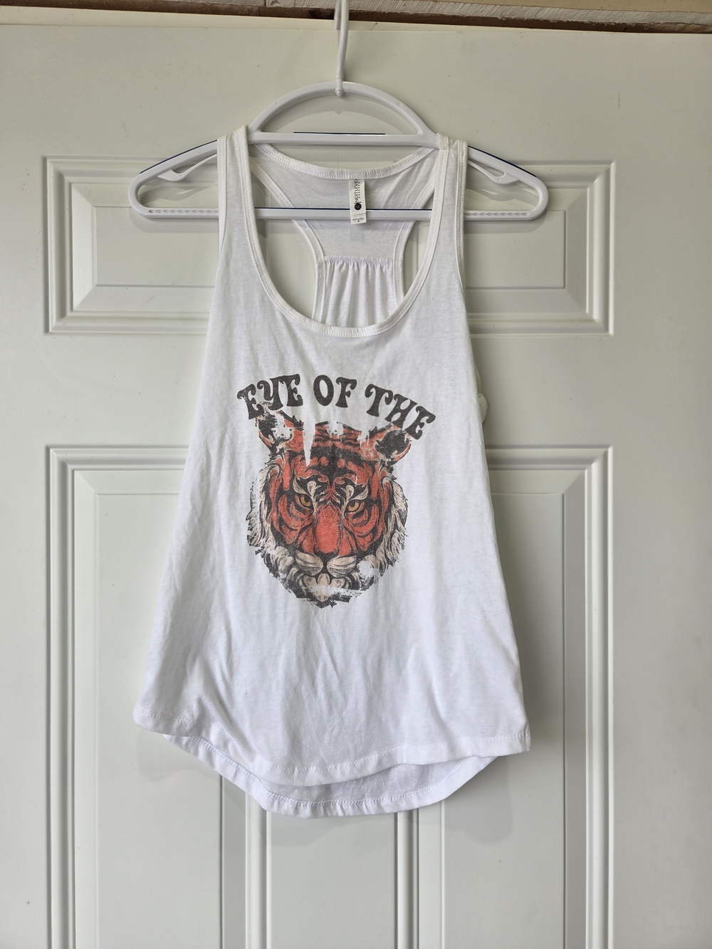 Next Level Apparel White Racerback Tank with Red Tiger Graphic